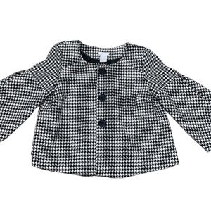 Worthington Stretch Houndstooth Short Lined Cardigan Blazer Bell Sleeve Small